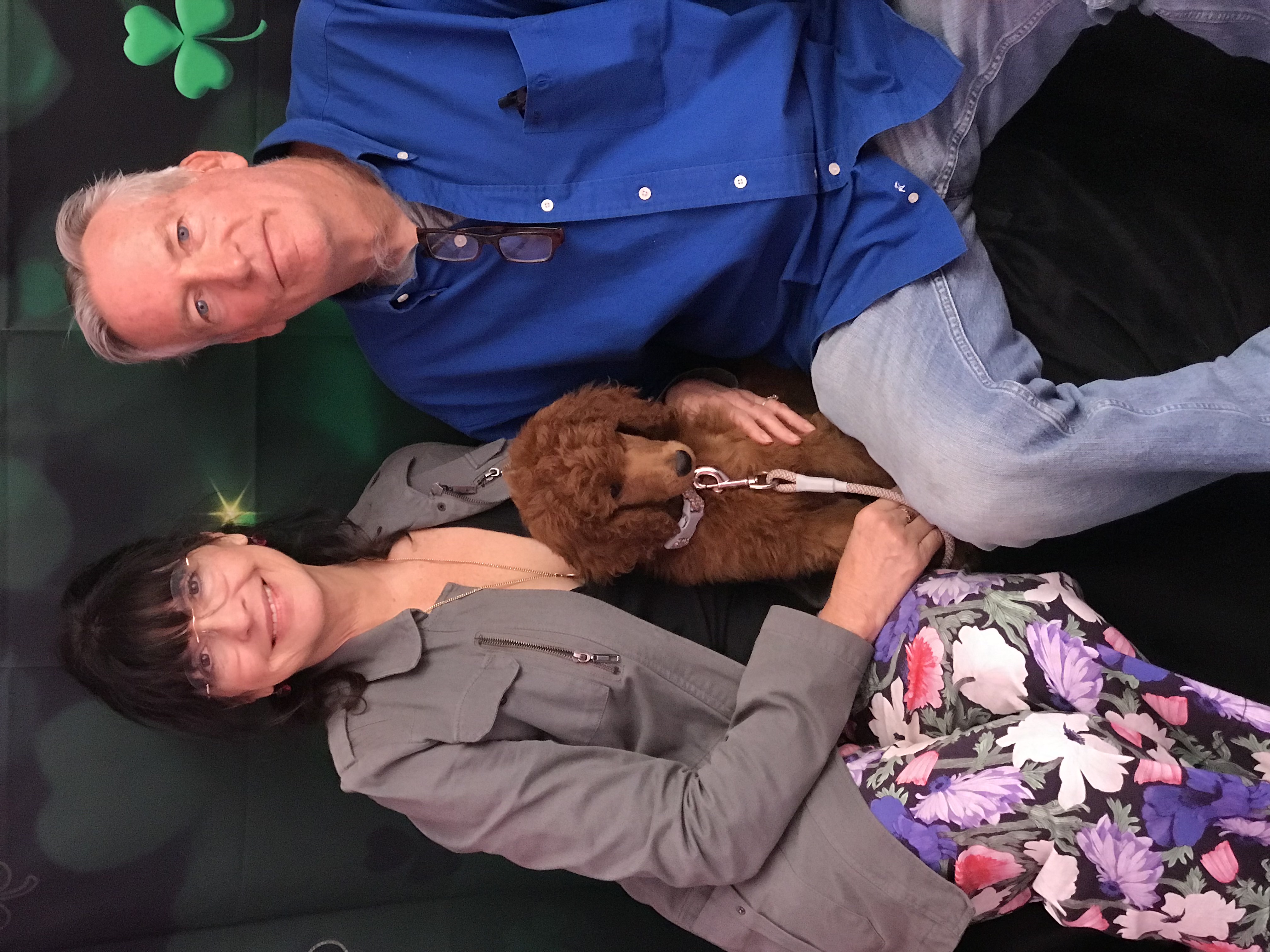 Kathryn Casey with Ruby, her red Standard Poodle